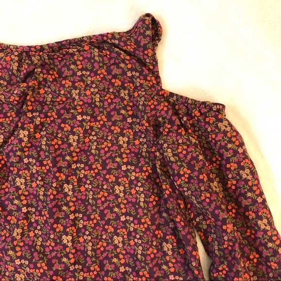 PrAna Purple Orange Floral Print Cold Shoulder Top - Picture 6 of 6